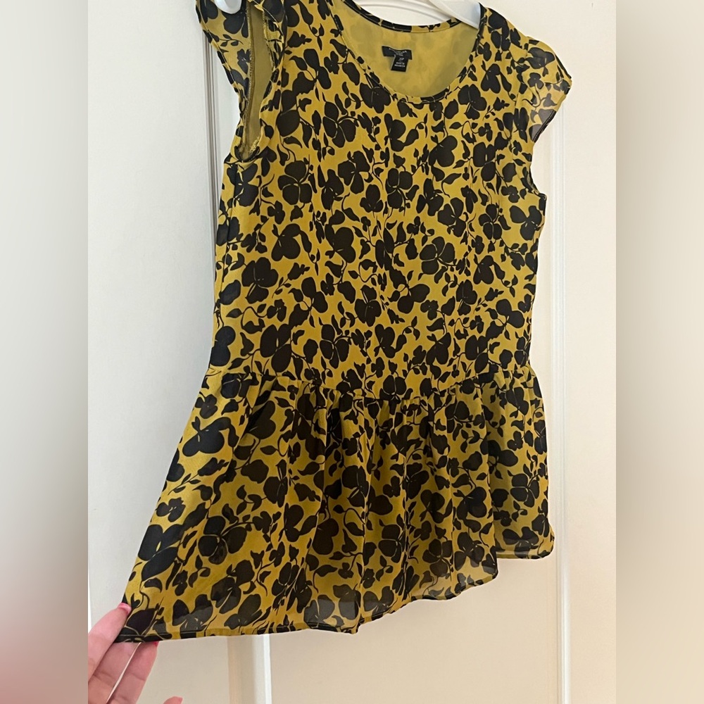 Ann Taylor Factory Floral Print Blouse Black and Dark Yellow Women’s Size XS - Picture 7 of 15